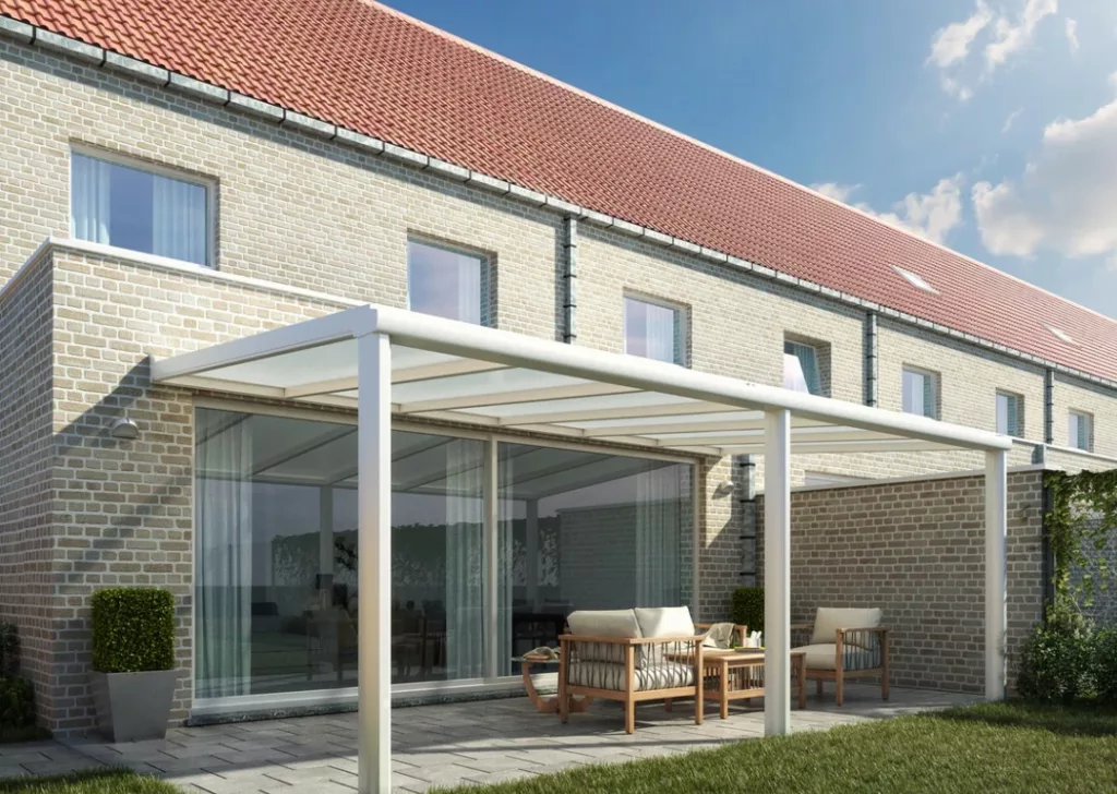 pergola climalux blanche toit vitré