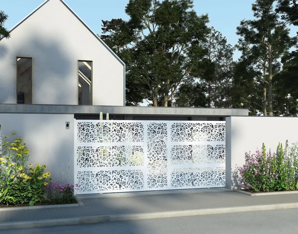 Portail coulissant aluminium découpe laser Kostum - modèle Freya