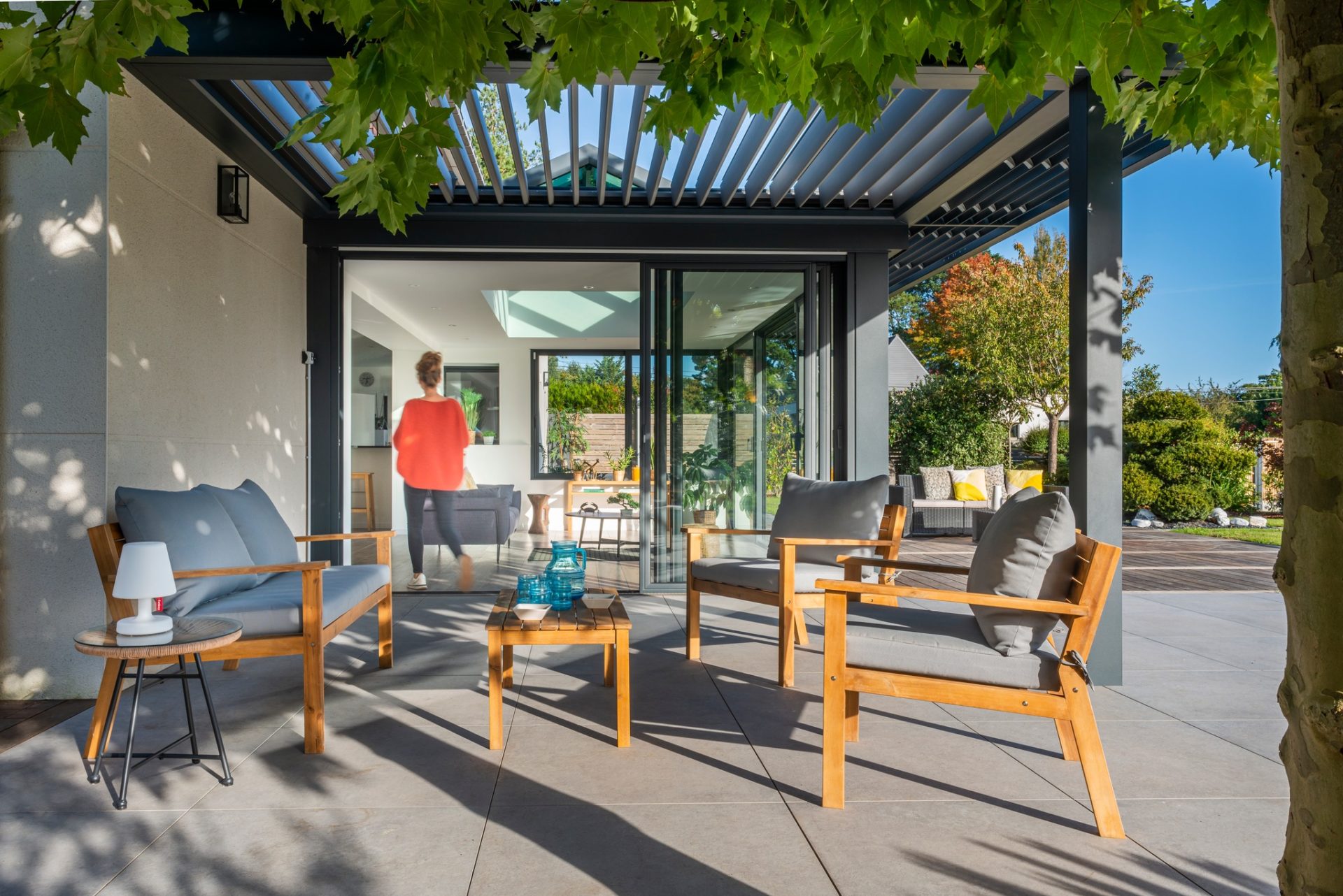 prolongement pergola bioclimatique d'une extanxia